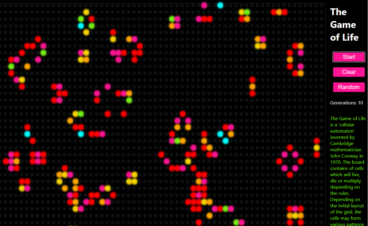 screenshot for Conway's Game of Life: Lite Brite Style